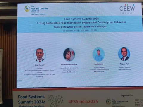 Session slide for the Food Systems Summit 2024 listing Siraj Hussain as chair of the session on the Public Distribution System